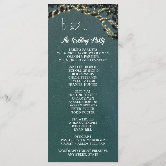 Rustikale Hochzeitsprogramme für Foto Tree Branch Programm (Rückseite)