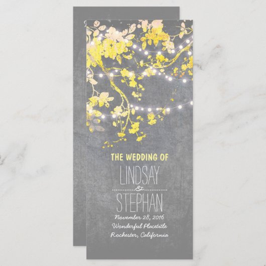 Rustikale Hochzeitsprogramme für Graue und Gelbe Z Programm (Vorne/Hinten)