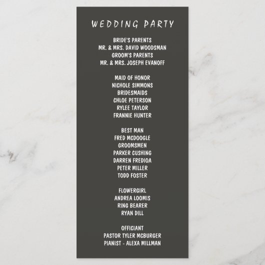 Rustikale Hochzeitsprogramme für leuchtende Bäume Programm (Rückseite)