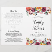 Rustikale Hochzeitsprogramme in Burgund Pink Fall (Vorderseite)