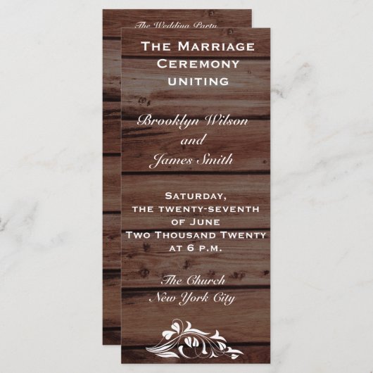 Rustikale Hochzeitsprogramme mit Blume-Dekoration Programm (Vorne/Hinten)