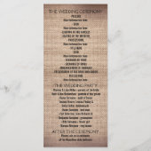 Rustikale Hochzeitsprogramme Programm (Rückseite)