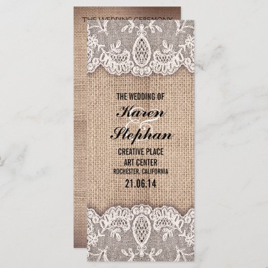 Rustikale Hochzeitsprogramme Programm (Vorne/Hinten)