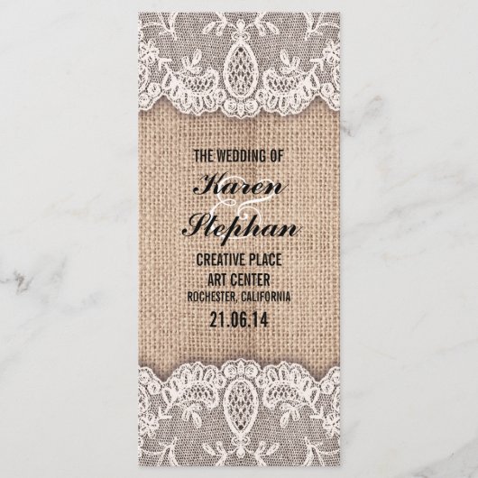 Rustikale Hochzeitsprogramme Programm (Vorderseite)