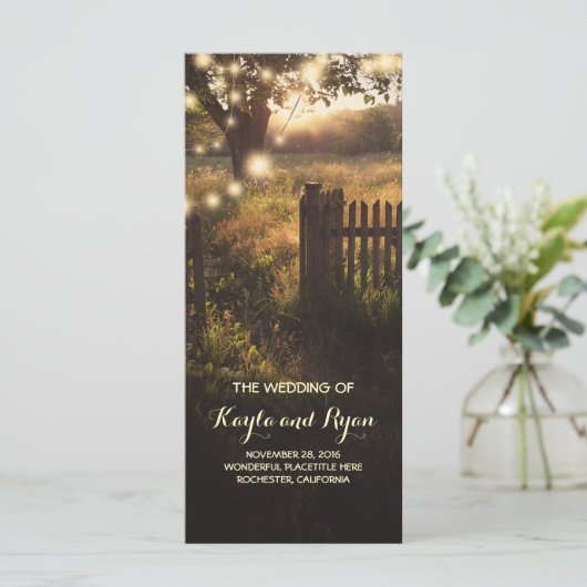 Rustikale Hochzeitsprogramme Programm (Stehend Vorderseite)