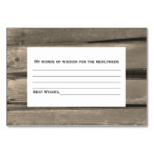 Rustikale Hochzeitsratgeber für Holz Tischnummer (Rückseite)