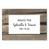 Rustikale Hochzeitsratgeber für Holz Tischnummer (Vorderseite)