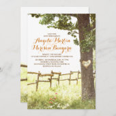 rustikale Hochzeitsreise mit dem Baum Einladung (Vorne/Hinten)