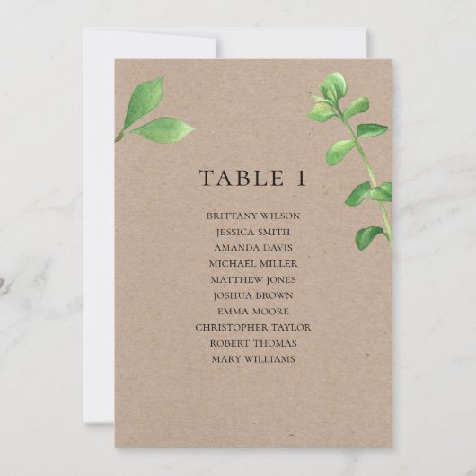 Rustikale Hochzeitssitzkarte. Land botanisch Einladung (Vorderseite)