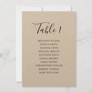 Rustikale Hochzeitssitzkarte. Modernes Land Einladung