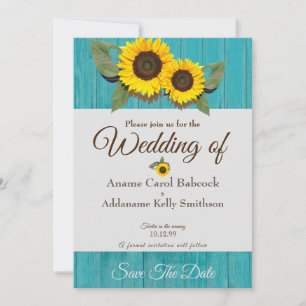 Rustikale Hochzeitssonne Aquamarin Grauer Holzchic Save The Date