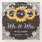 Rustikale Hochzeitssonne aus Holz Glasuntersetzer (Vorderseite)