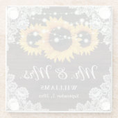 Rustikale Hochzeitssonne aus Holz Glasuntersetzer (Rückseite)