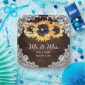 Rustikale Hochzeitssonne aus Holz Pappteller (Party)