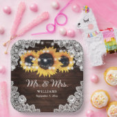 Rustikale Hochzeitssonne aus Holz Pappteller (Party)