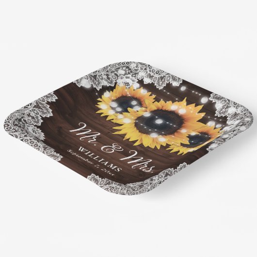 Rustikale Hochzeitssonne aus Holz Pappteller (Gewinkelt)