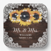 Rustikale Hochzeitssonne aus Holz Pappteller (Vorderseite)