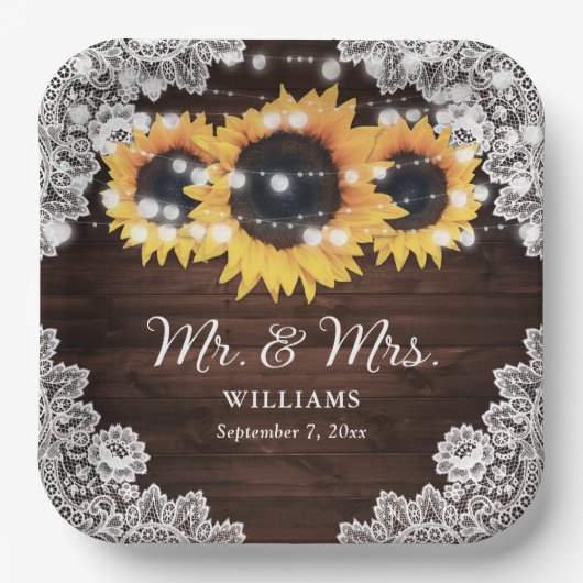 Rustikale Hochzeitssonne aus Holz Pappteller (Vorderseite)