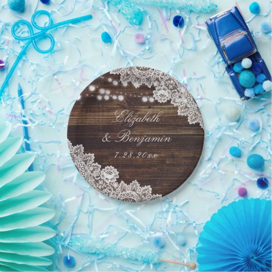 Rustikale Hochzeitssonne aus Holz Pappteller (Party)