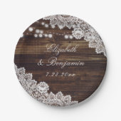 Rustikale Hochzeitssonne aus Holz Pappteller (Vorderseite)