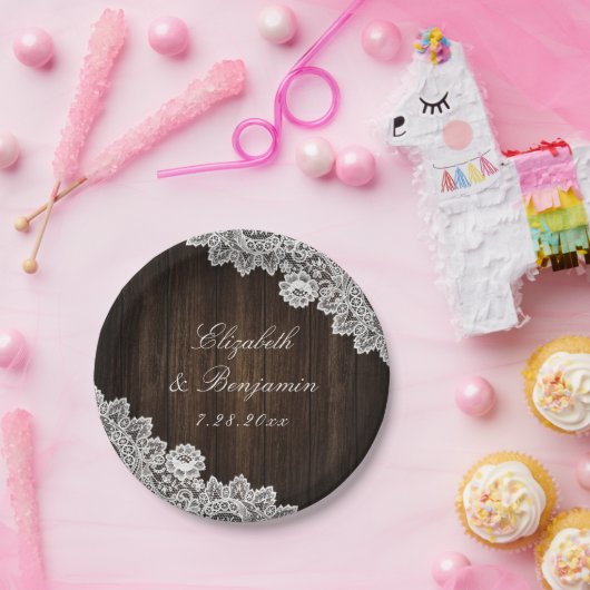 Rustikale Hochzeitssonne aus Holz Pappteller (Party)