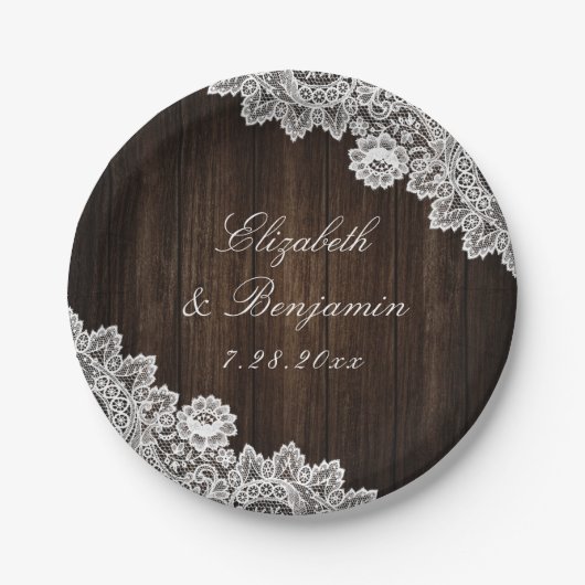 Rustikale Hochzeitssonne aus Holz Pappteller (Vorderseite)
