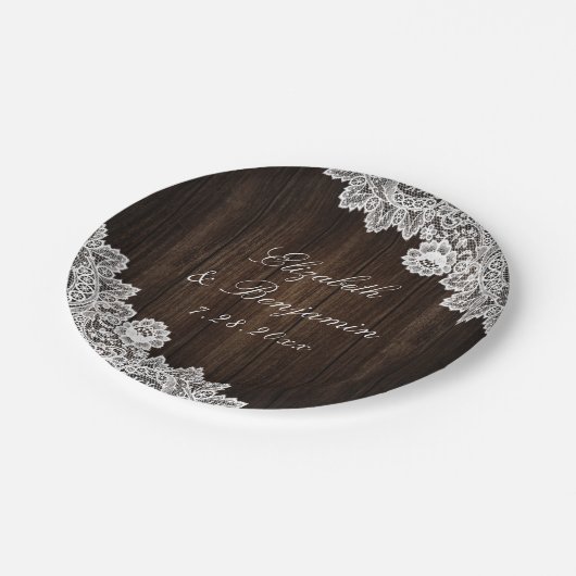 Rustikale Hochzeitssonne aus Holz Pappteller (Schrägansicht)