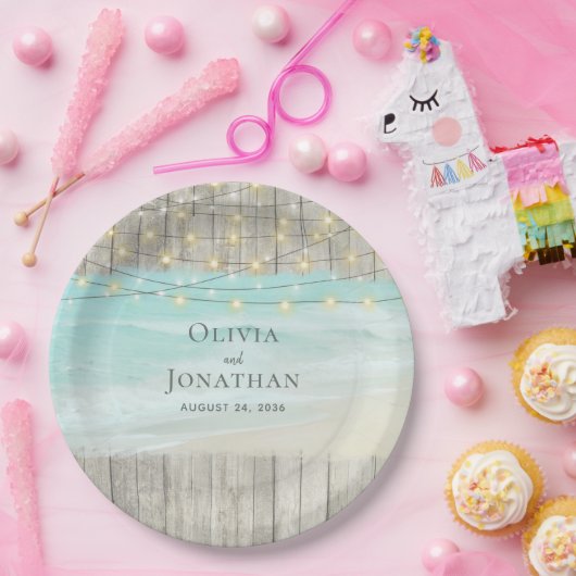 Rustikale Hochzeitssonne aus Holz Pappteller (Party)