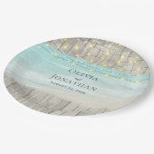 Rustikale Hochzeitssonne aus Holz Pappteller (Schrägansicht)