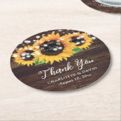 Rustikale Hochzeitssonne aus Holz Runder Pappuntersetzer (Angewinkelt)