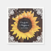 Rustikale Hochzeitssonne aus Holz Serviette (Vorderseite)