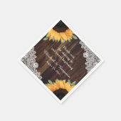 Rustikale Hochzeitssonne aus Holz Serviette (Ecke)