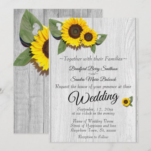 Rustikale Hochzeitssonne Einladung (Vorne/Hinten)