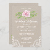 Rustikale Hochzeitssonne Lace Kraft Wasserfarbe Ro Einladung (Vorne/Hinten)