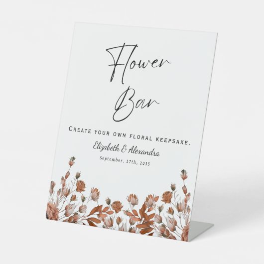 Rustikale Hochzeitsstiftung Blume Bar Sockelschild (Vorderseite)