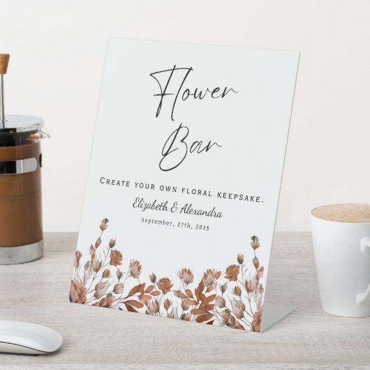 Rustikale Hochzeitsstiftung Blume Bar Sockelschild (In SItu)