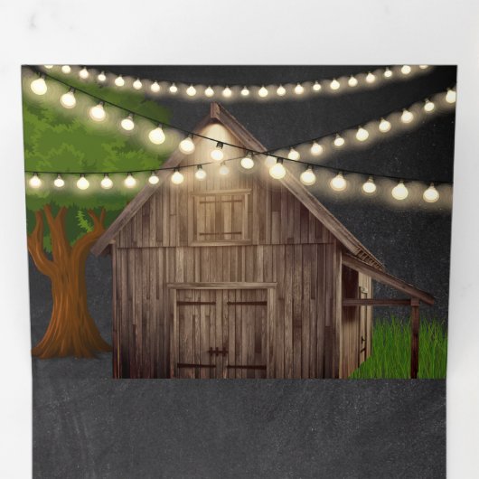 Rustikale Hochzeitsstimmung im Bauernhof Dreifach Gefaltete Einladung (Innen Erste Seite)