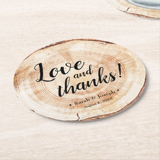 Rustikale Hochzeitsstimmung und Dank Hochzeit in H Runder Pappuntersetzer (Angewinkelt)