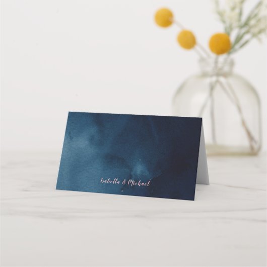 Rustikale Hochzeitsszenarien für Navy-Blush-Kallig Platzkarte (Rückseite)