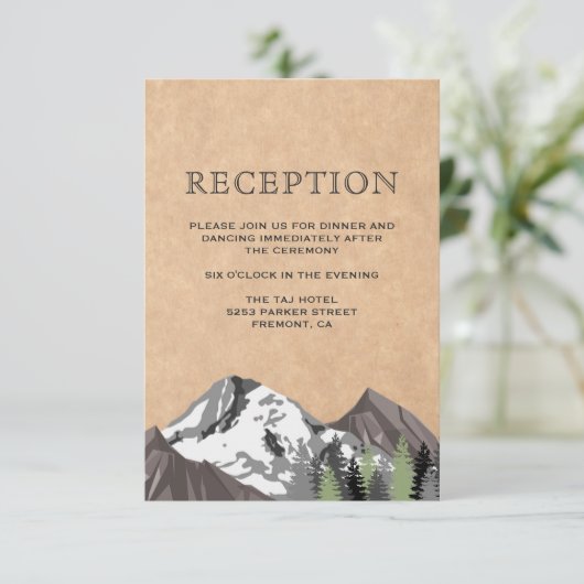 Rustikale Hochzeitsszenarien in Kraft Begleitkarte (Stehend Vorderseite)