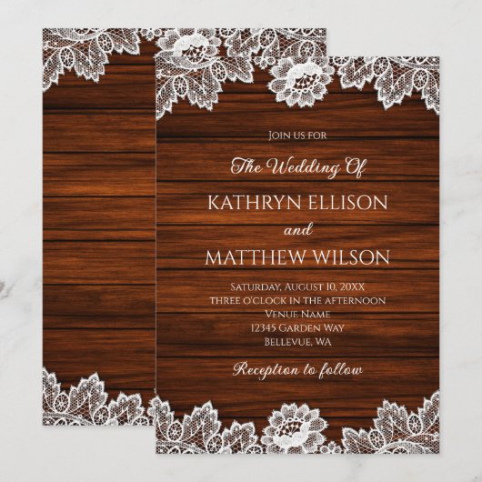 Rustikale Hochzeitsszene Einladung (Vorne/Hinten)