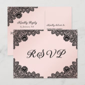 Rustikale Hochzeitsszene RSVP mit schwarzer und bl Einladungspostkarte (Vorne/Hinten)