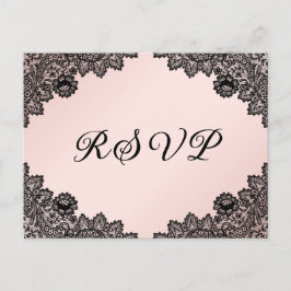 Rustikale Hochzeitsszene RSVP mit schwarzer und bl Einladungspostkarte