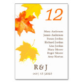 Rustikale Hochzeitstabelle für Herbst Tischnummer (Rückseite)