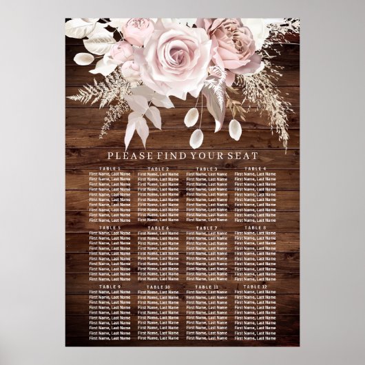 Rustikale Hochzeitstabelle für Holzblüten Poster (Vorne)