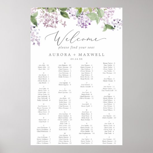 Rustikale Hochzeitstabelle für Lilac Poster (Vorne)