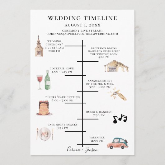 Rustikale Hochzeitstagung Programm (Vorderseite)