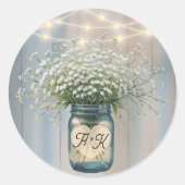 Rustikale Hochzeitstickerstickerei Runder Aufkleber (Vorderseite)