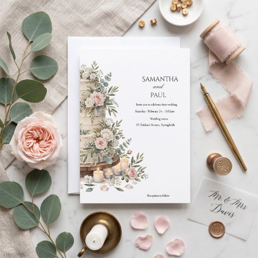 Rustikale Hochzeitstorte Einladung