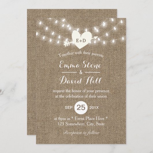 Rustikale Hochzeitstraßen Einladung (Vorne/Hinten)